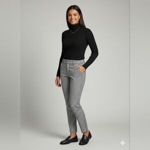 ​Lord & Taylor Kelly Slim Gingham Trousers Black White Size 16